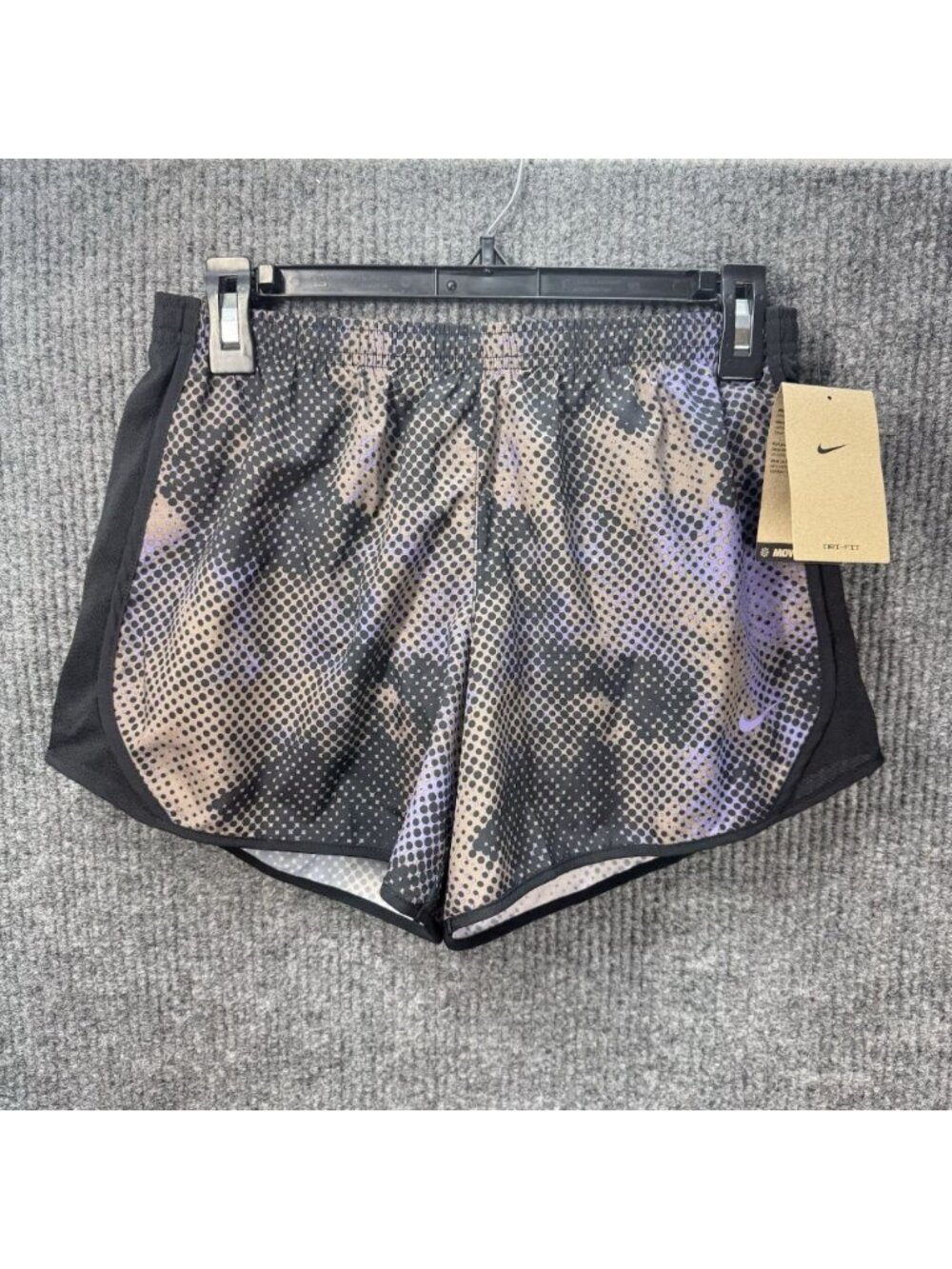 Nike Dri-Fit Shorts Girls XL Black Purple Spot Tempo Running Brief Lined II7217